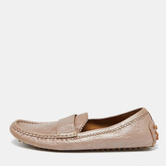 Champagne Pink Guccissima Leather Slip On Loafers Size 35.5,New Products : American Fashion Style Bags On Sale